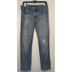 Uniqlo Men’s Denim Distressed Jeans Size 31x30 Blue Med Wash Stretch Straight